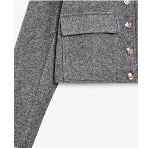 NWT Zara gold button soft touch jacket gray - Picture 7 of 10